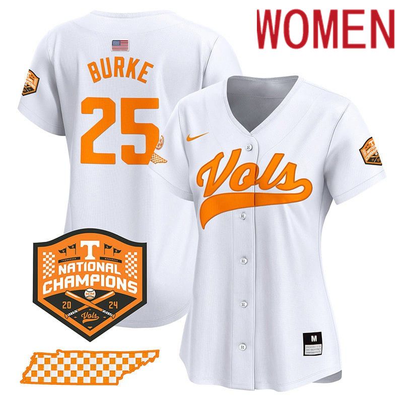 Women Tennessee Volunteers #25 Burke White 2024 Nike Champions Vapor Premier Limited NCAA Jersey